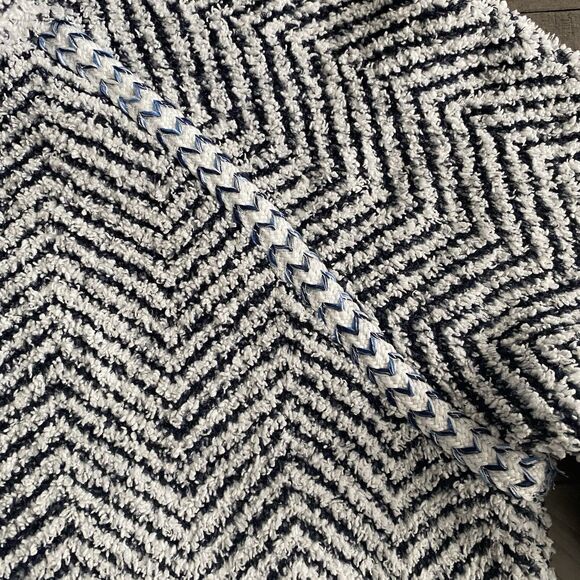 Anthropologie Saturday Sunday Fuzzy Pullover XXS Navy Blue White Chevron - Picture 4 of 15